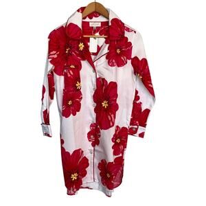 NWT Jaye's Studio Sleep Shirt Poppies on Parade Nightgown Cotton Sateen XS